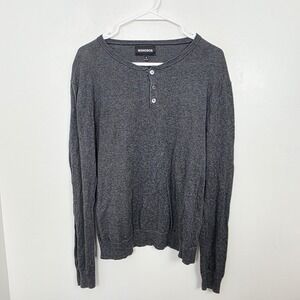 Bonobos Gray Soft 100% Cotton Classic Casual Long Sleeve Henley Shirt Size Small